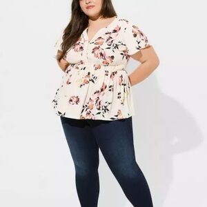 Torrid Peplum Georgette Flutter Sleeve Blouse